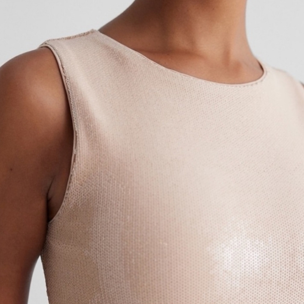 Express‎ Elevated Cream Sequin Sleeveless Crew Ne… - image 13